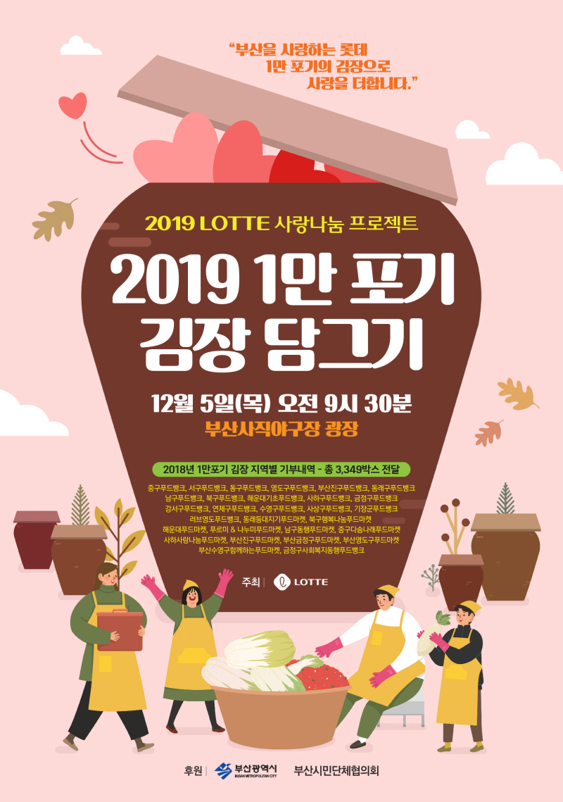 롯데, 사랑나눔 프로젝트 ‘1만 포기 김장 담그기’ 참가